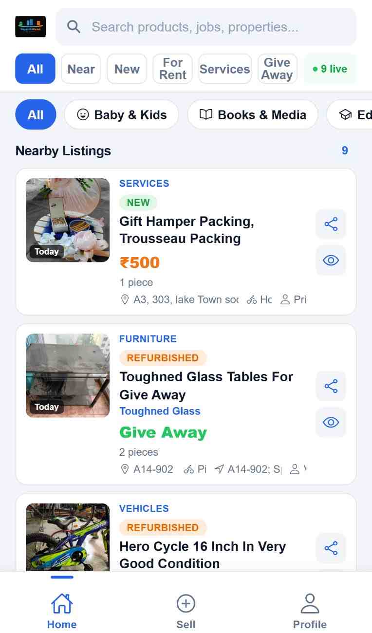 MegapolisMarket app marketplace home screen